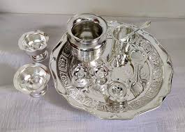 White Metal Pooja Thali